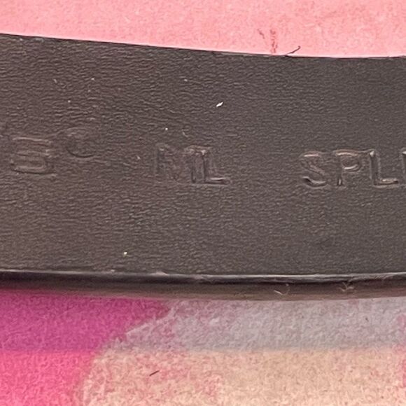 Chico’s Belt Black Split Leather Silver Gold Tone Metal Clasp Slide Adjustable - Picture 5 of 7